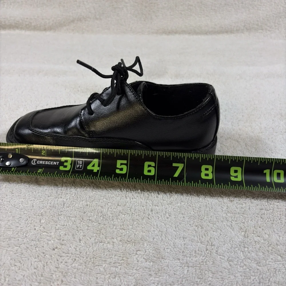 Sonoma Boys Black Lace Up Dress Shoes Size 12 Medium Square Toe Youth EUC -LR321